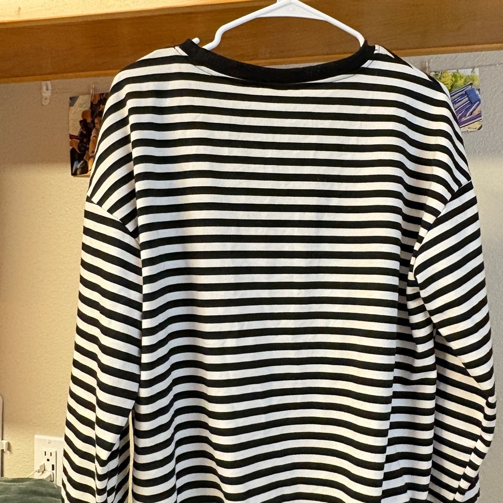 Black and White Striped Long Sleeve Shirt